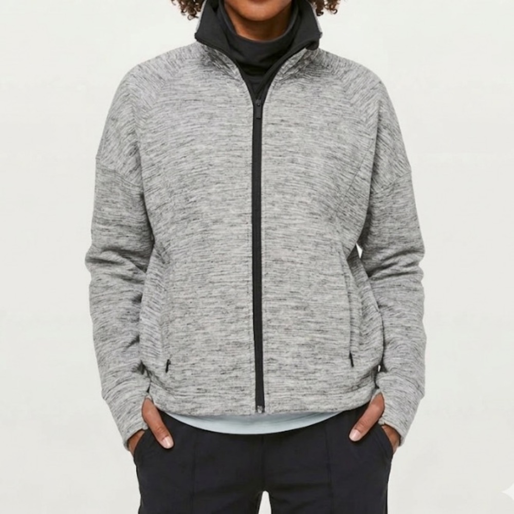 Lululemon Snuggle Up Jacket Size 6 Grey Heathered Space Dye Black 2018 Zip Up